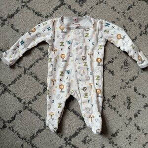 E=MC2 Preemie Gender Neutral Zoo Alphabet Print Pajamas Sleeper
